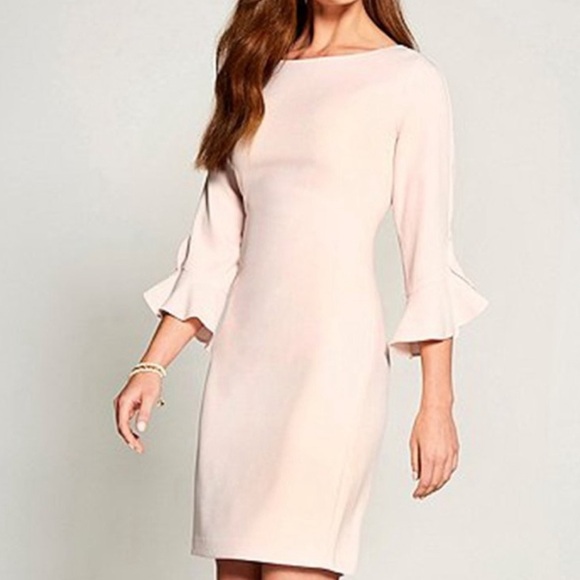 Karl lagerfeld Paris nwt pale pink dress 4 crepe sheath with tulip bell sleeves - Picture 1 of 6